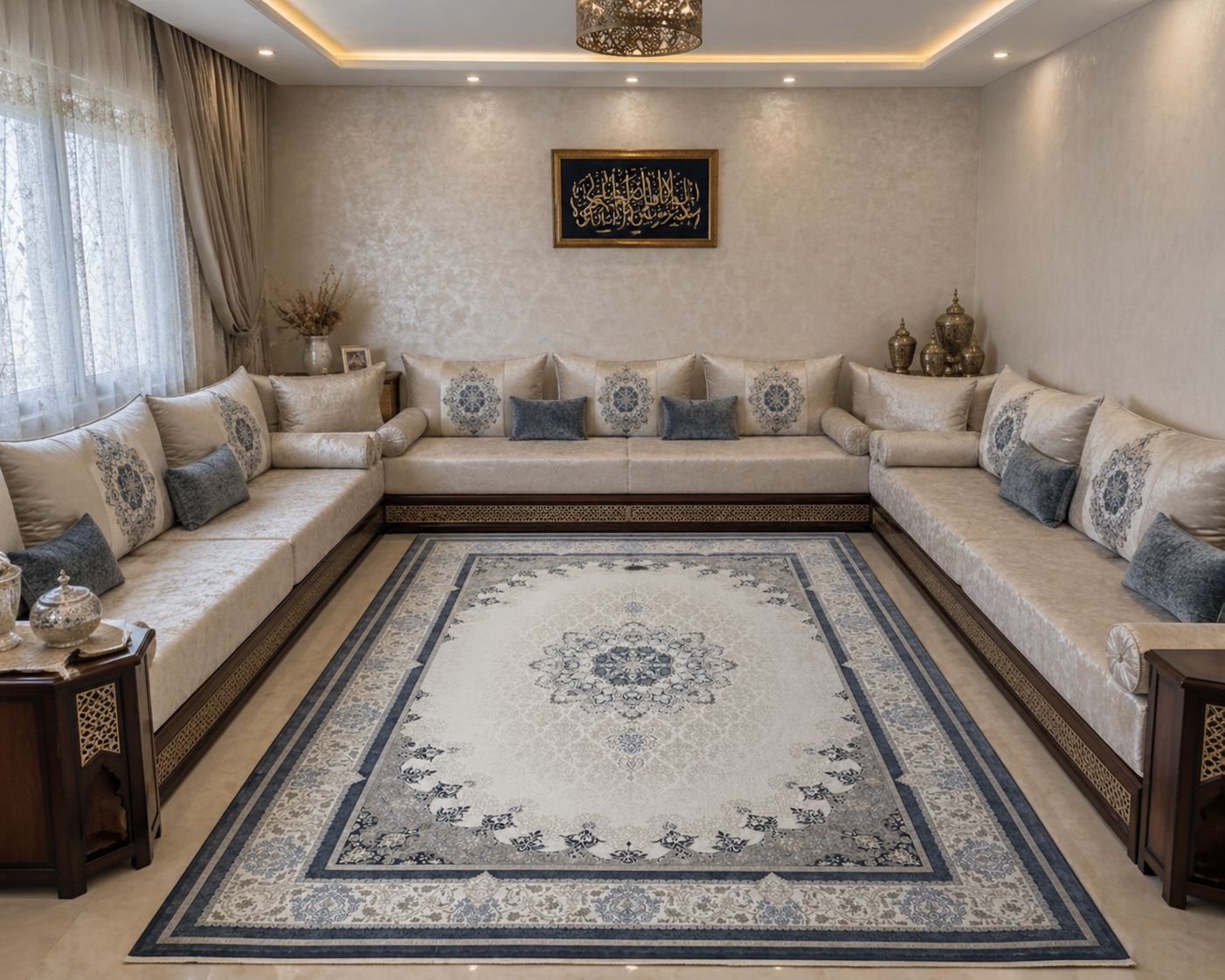 tapis made in turkish AZURE royal diamond et bleu