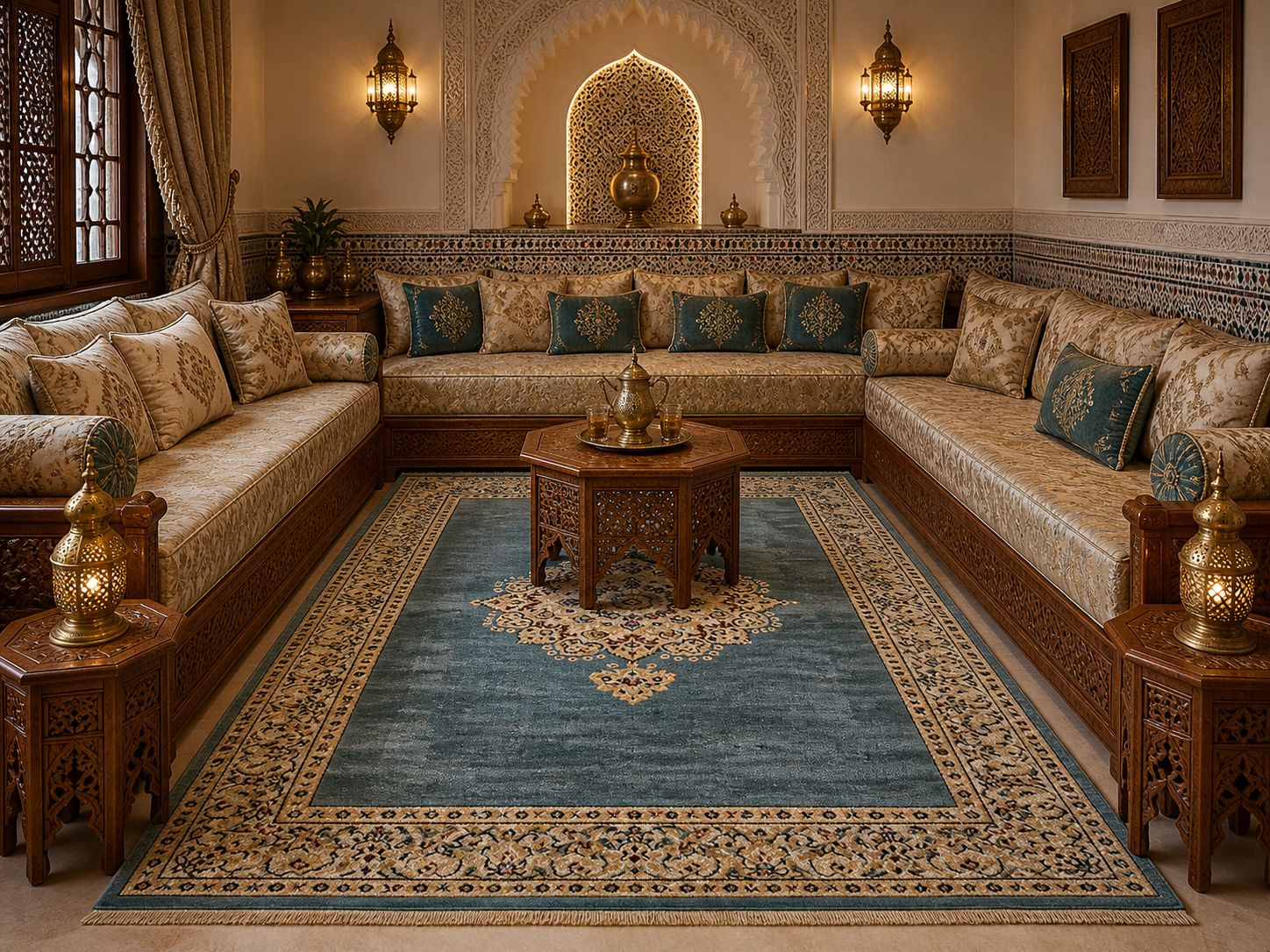 TAPIS made in balghalie luxe bleu 